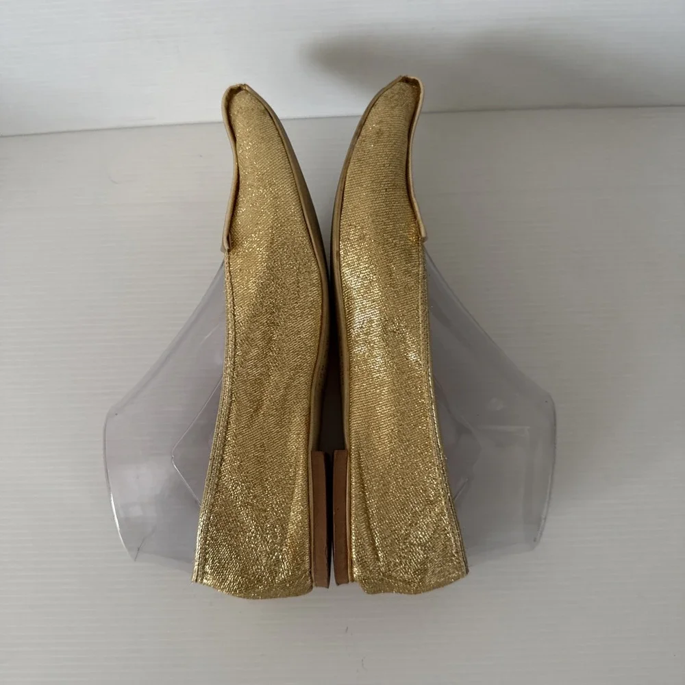 Vintage Rare Bertlyn New York Folding Gold‎ Flats Shoes Size 6 Sparkly 1960s